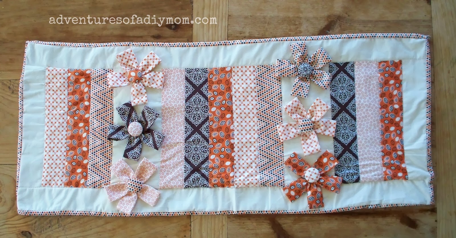 How to Make a Table Runner with Fabric Flowers Adventures of a DIY Mom