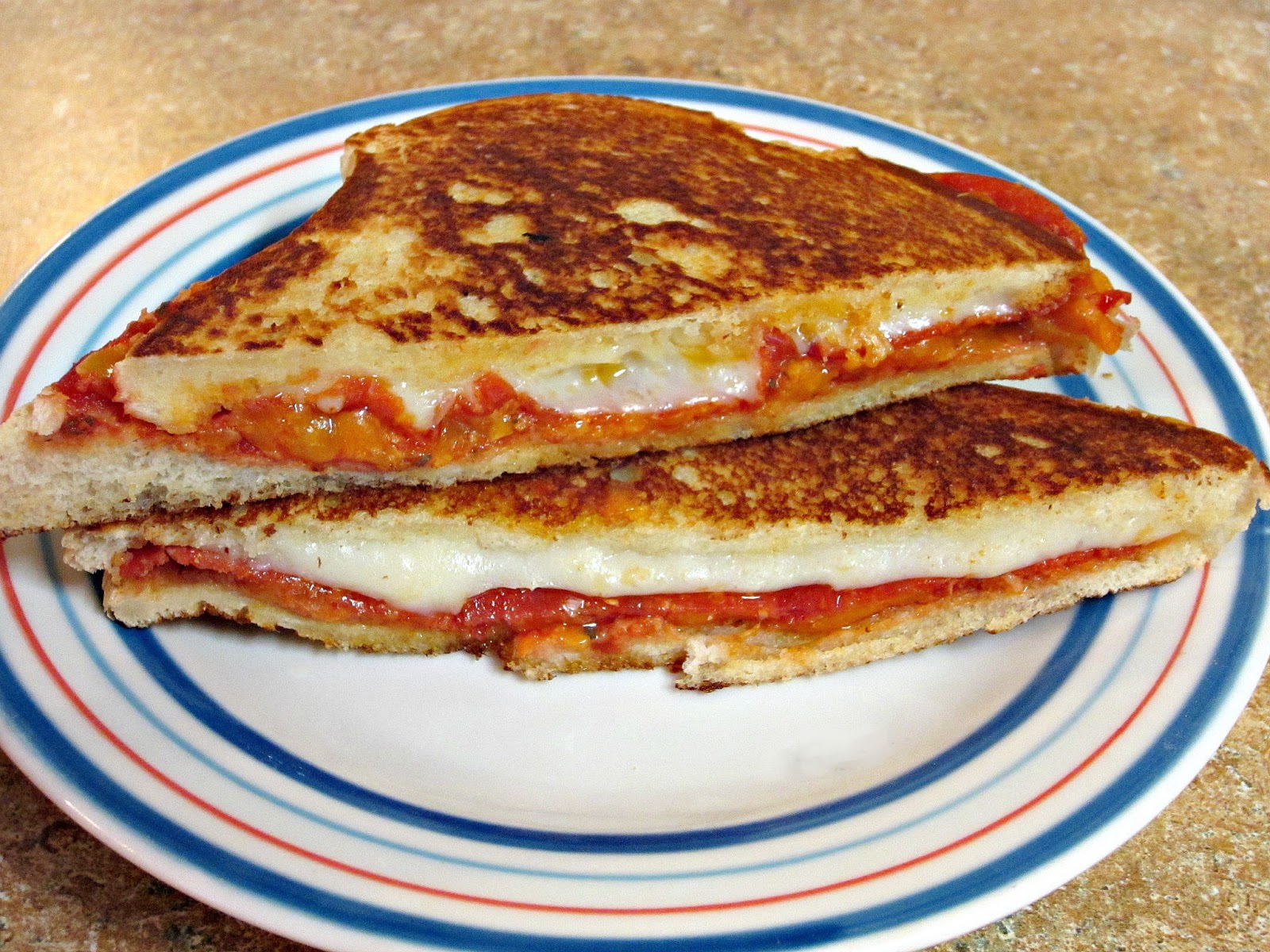 Pepperoni Pizza Grilled Cheese Sandwich Love to be in the Kitchen