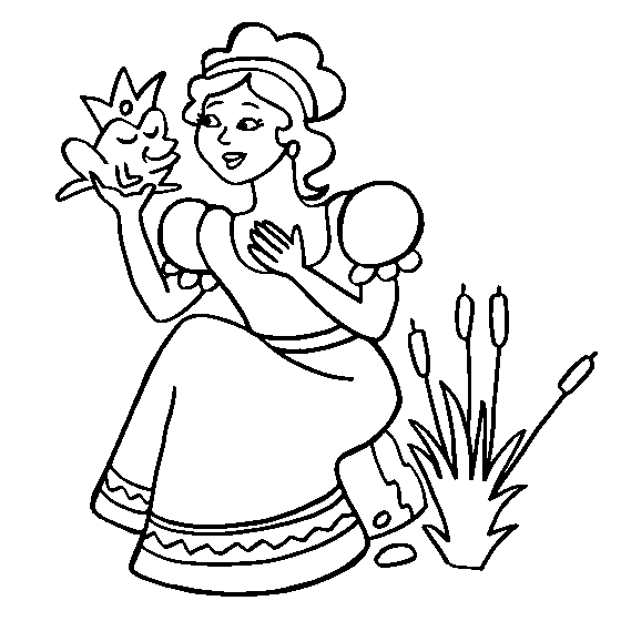 Princess and Frog Prince Coloring Pages
