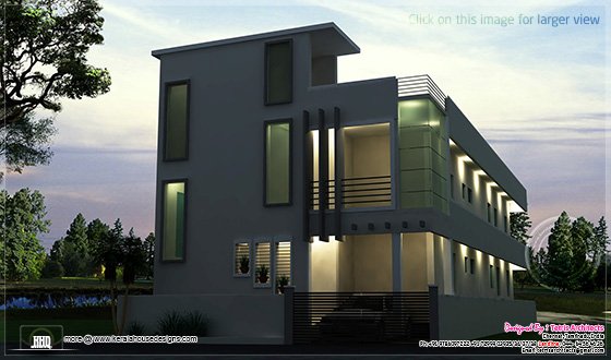 Contemporary home night view