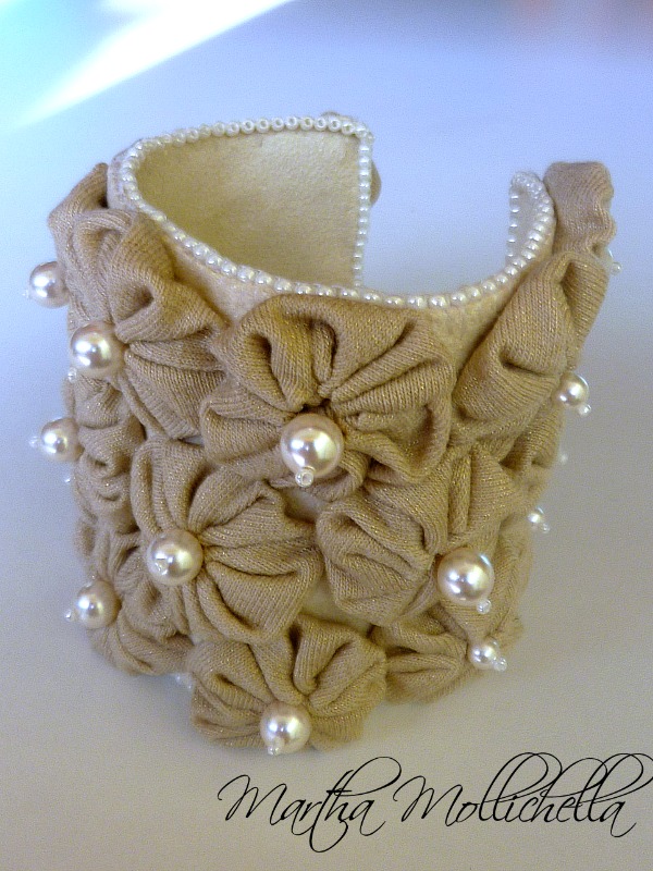 fabric jewelry fabric bracelets handmade with fabric yoyos