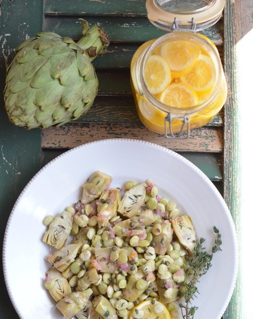 Baby Artichokes & Lima Beans in White Wine, Moroccan Meyer Lemon