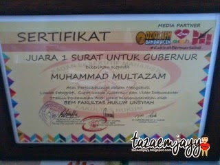 Juara I Menulis Surat Untuk Gubernur Sukses Viii Muhammad