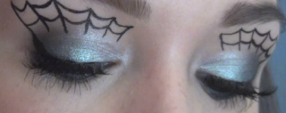 spider web eyes Halloween makeup style for girls