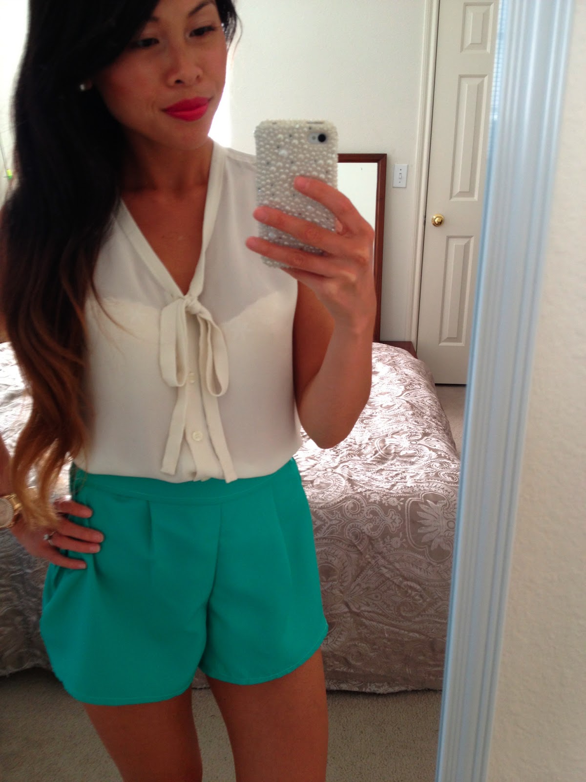 Mint High Waisted Shorts Classy Peach