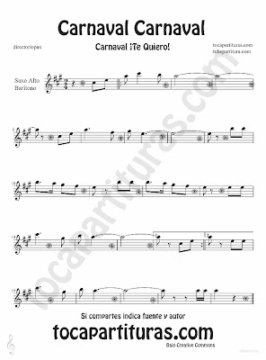 Tubescore Carnaval Carnaval partitura para Saxofón Alto y Barítono canción popular de carnaval 