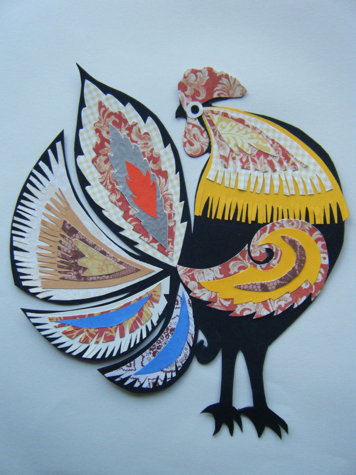 Kites O the Round Gable Polish Folk Art Paper Cut Rooster
