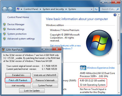 Windows 7 (32 bit) Patch Para Suportar 4 GB ou Mais
