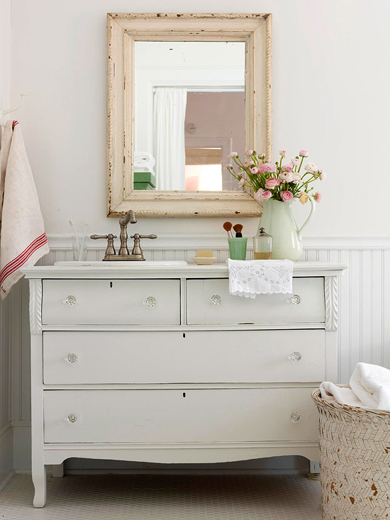 Dresser Turned into Bathroom Vanity