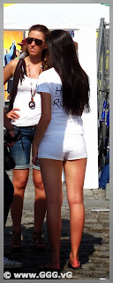 Girl in white shorts on the street     