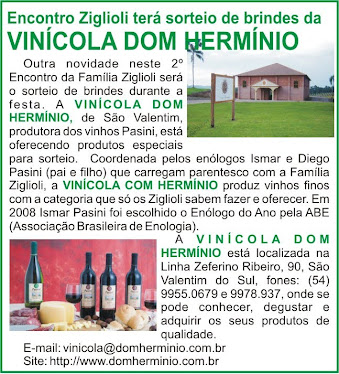 Sorteio de produtos da Vinícola Dom Hermínio