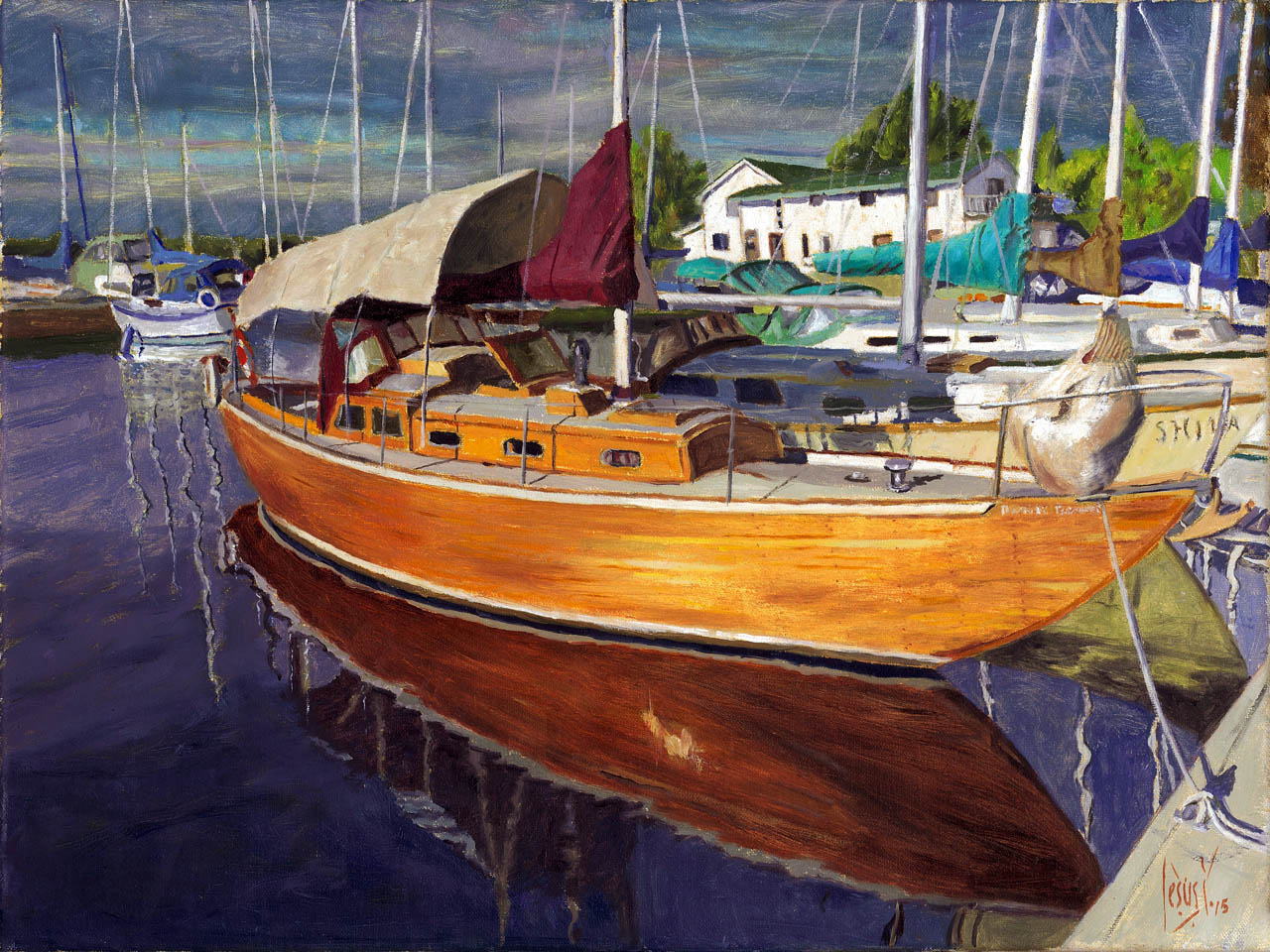 Arte Jesus Estevez Fuertes WOODEN BOAT IN ONE OF BELLEVILLE HARBORS