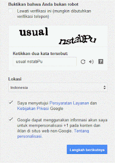 Jangan lupa untuk memasukkan kode chapta yang tersedia, agar Anda tidak dianggap sebagai spammer oleh Google! (Gambar tidak terlihat? Klik kanan tulisan ini, dan pilih 'Reload Image')