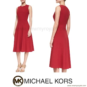 Crown Princess Mary Style Michael Kors Sleeveless Full-Skrt Dress
