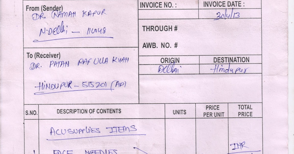 Couriers & Cargo Experts Guide Proforma invoice / Courier Declaration / PERFORMA INVOICE