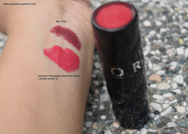 swatch of Sephora outrageous rouge extreme liquid lipstick in shade 10