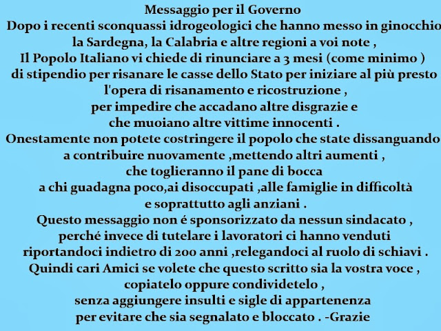 LA VERITA' E' CORAGGIO: Messaggio per il Governo