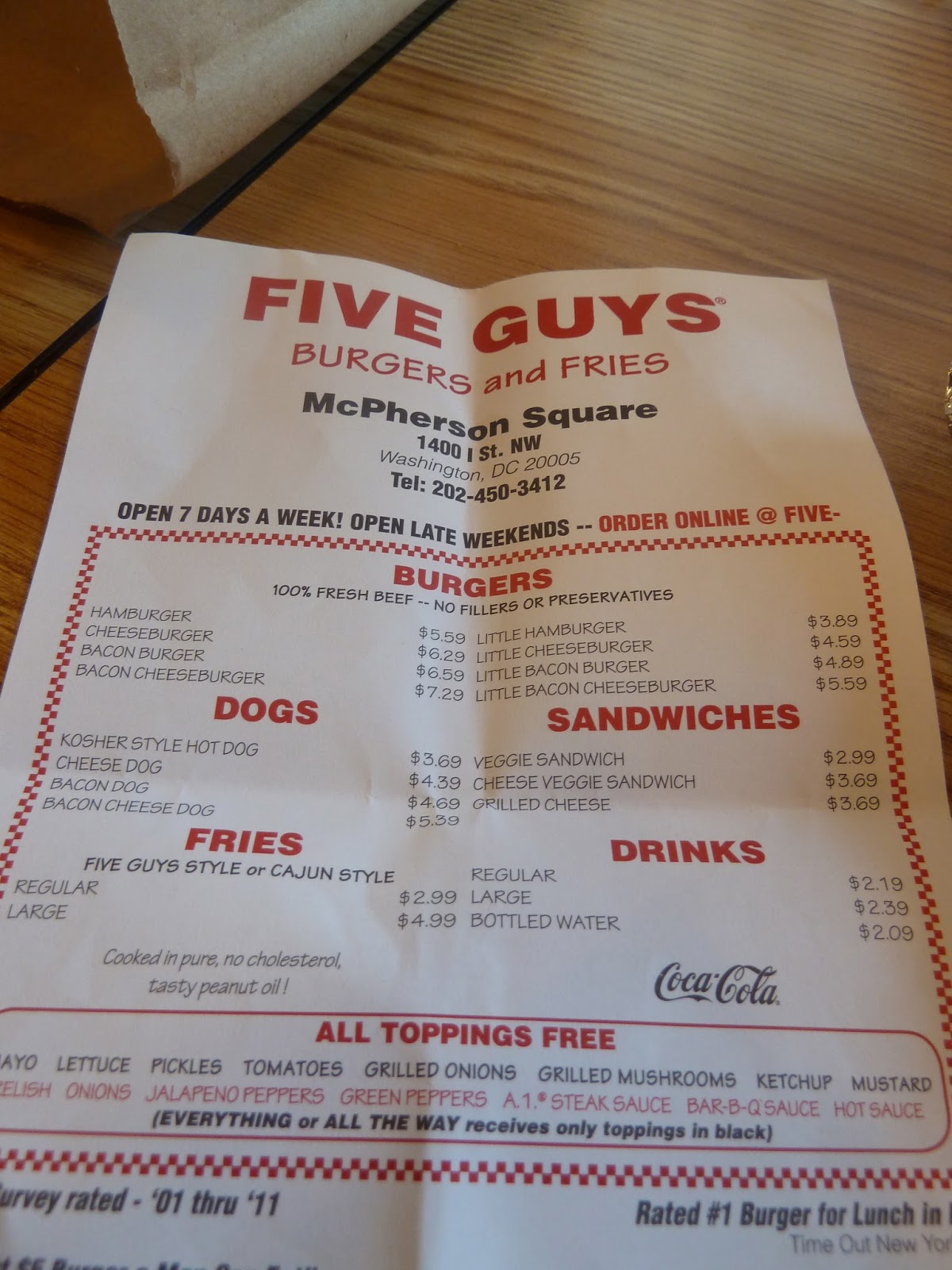 A Foodie's Joy Five Guys (Washington DC)