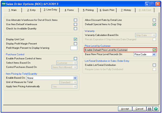 Sales order options in sage 100