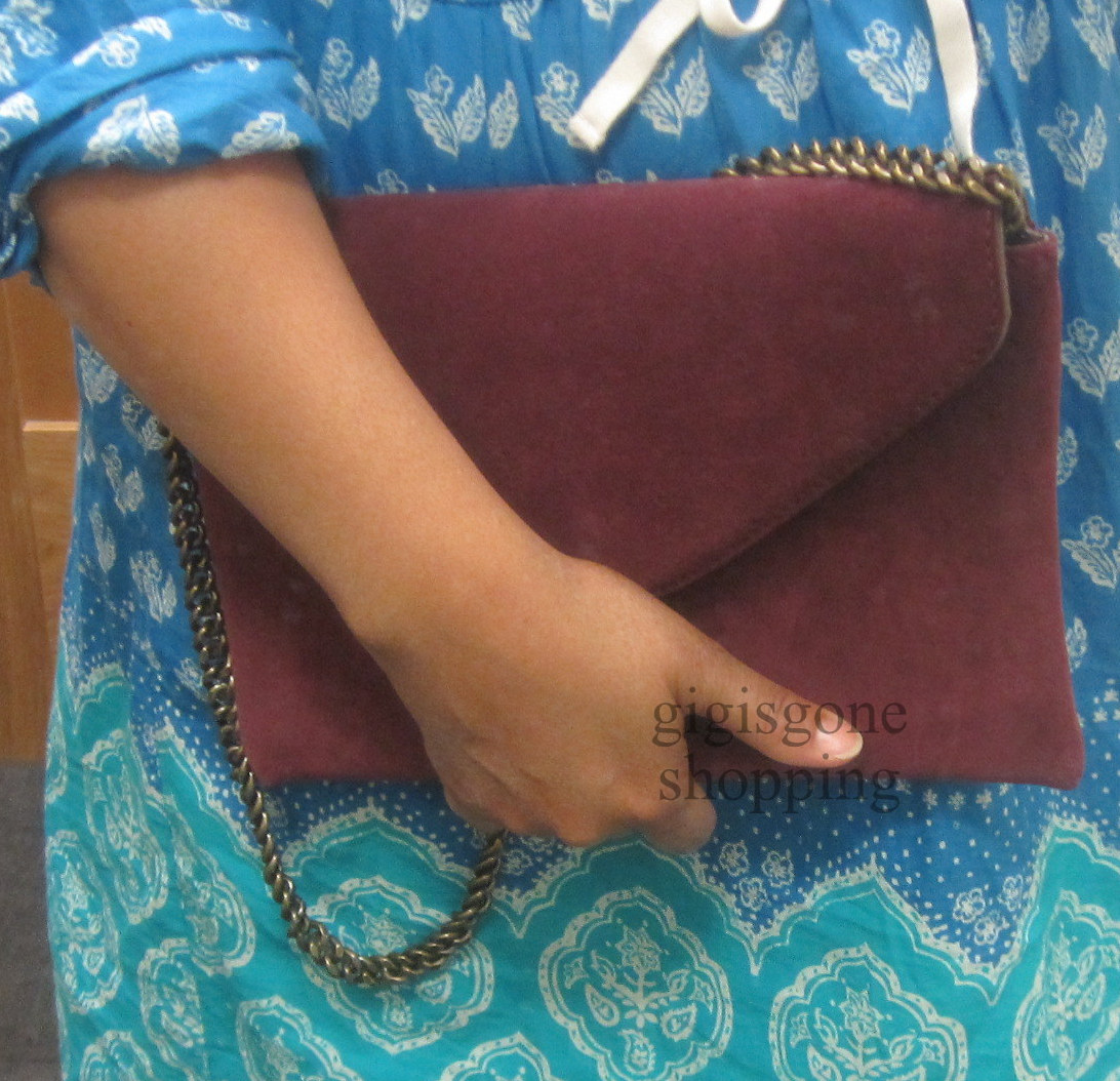 suede envelope clutch