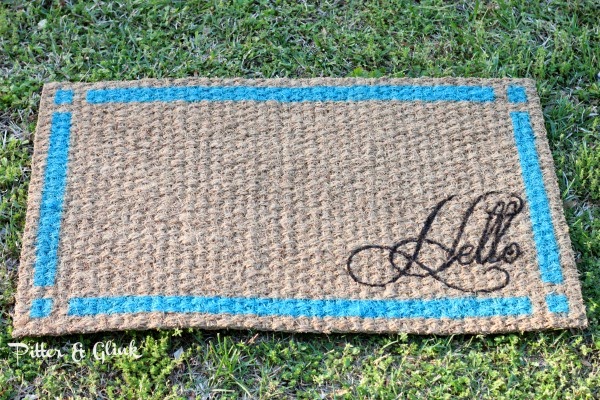 Stencil an IKEA rug to create a PB Inspired Doormat! #ikeahack pitterandglink.com