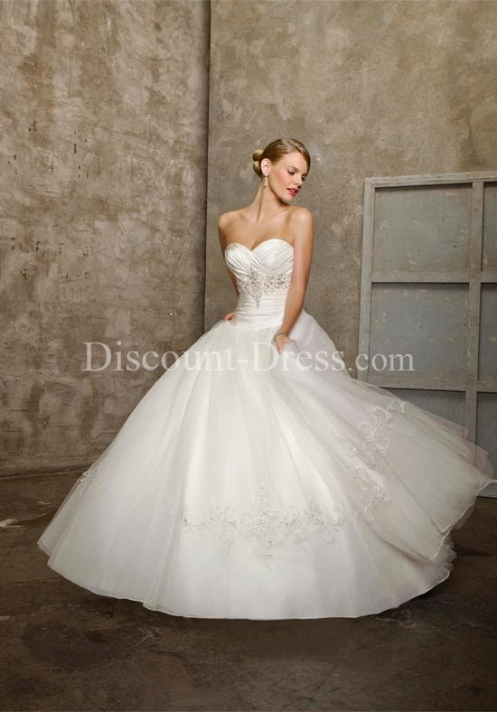 Ball Gown Floor Length Taffeta/ Tulle Beading/ Embroidery #Wedding #Dress 