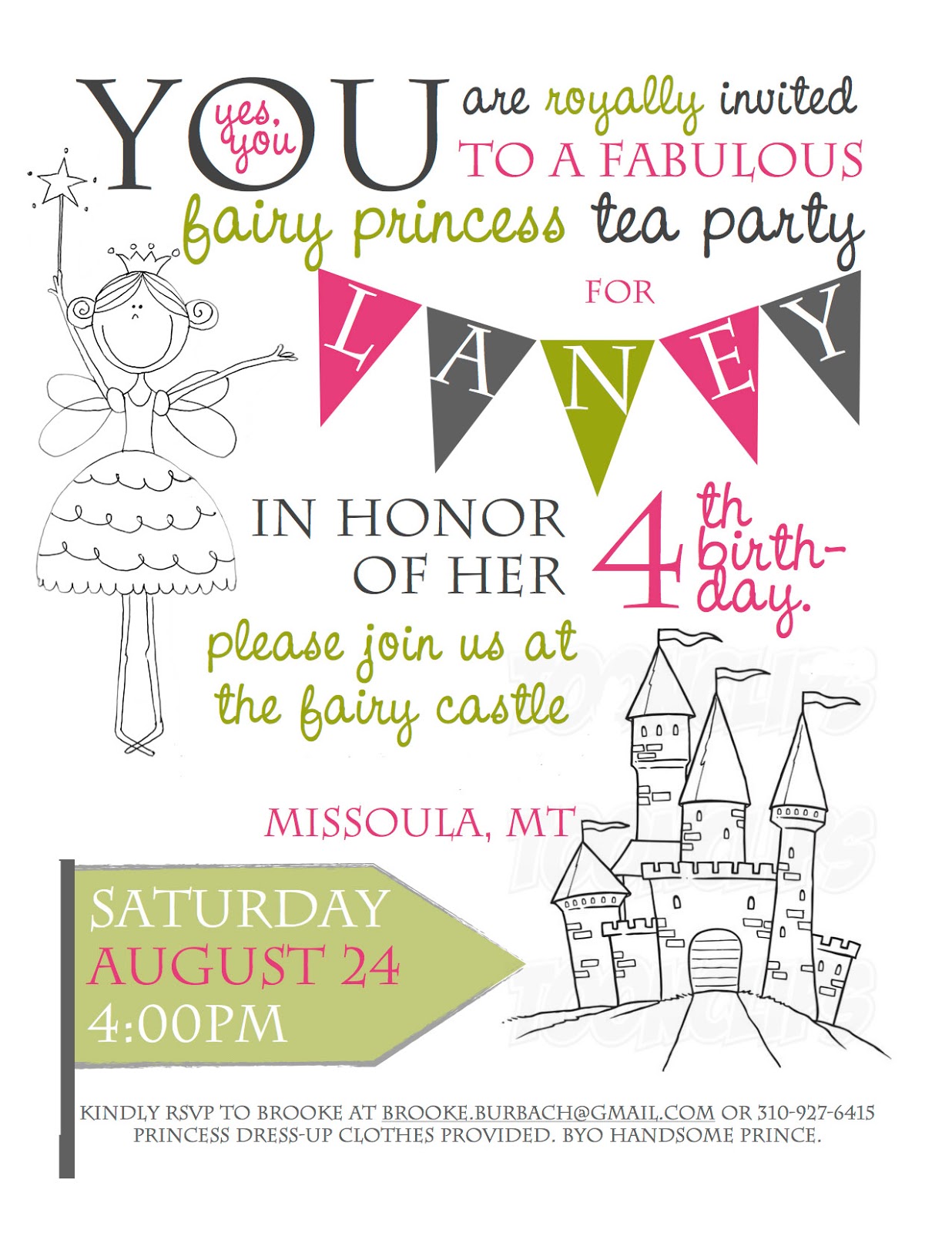 princess tea party invitation wording