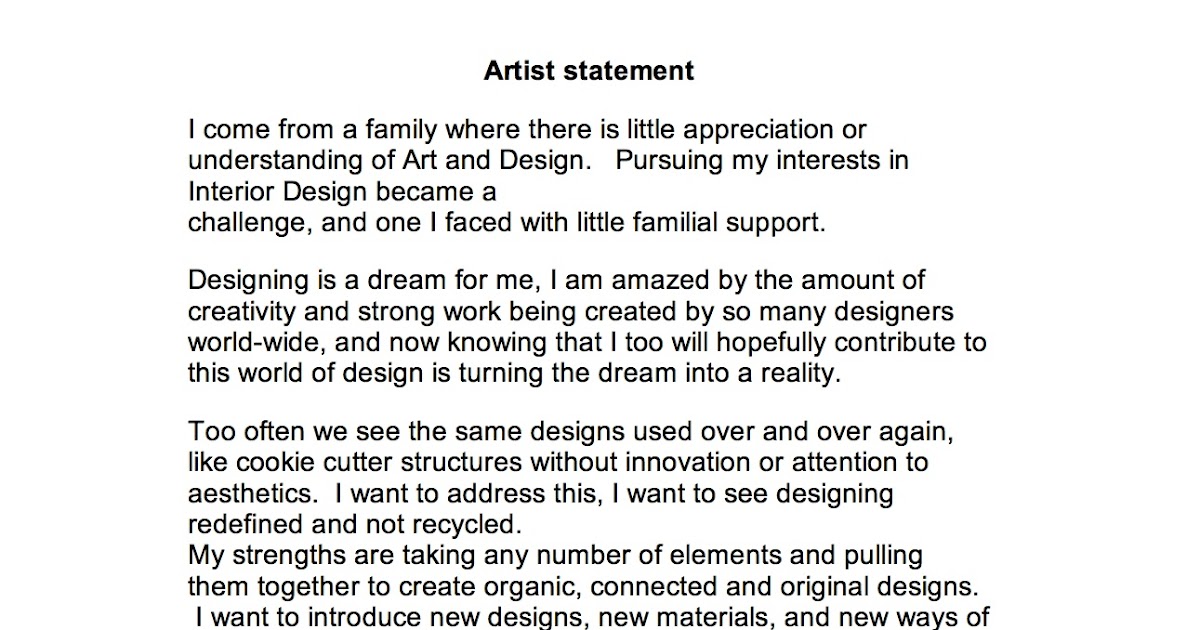 Art 405 Professional Artist artist statements