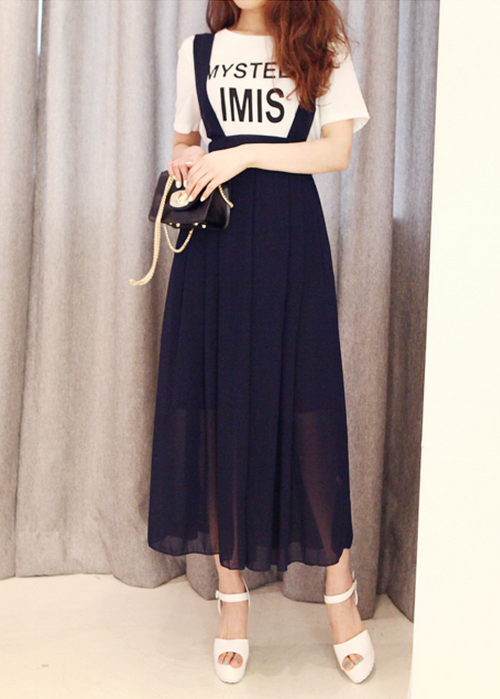 [Dabagirl] Sheer Maxi Skirt with Suspenders KSTYLICK Latest Korean
