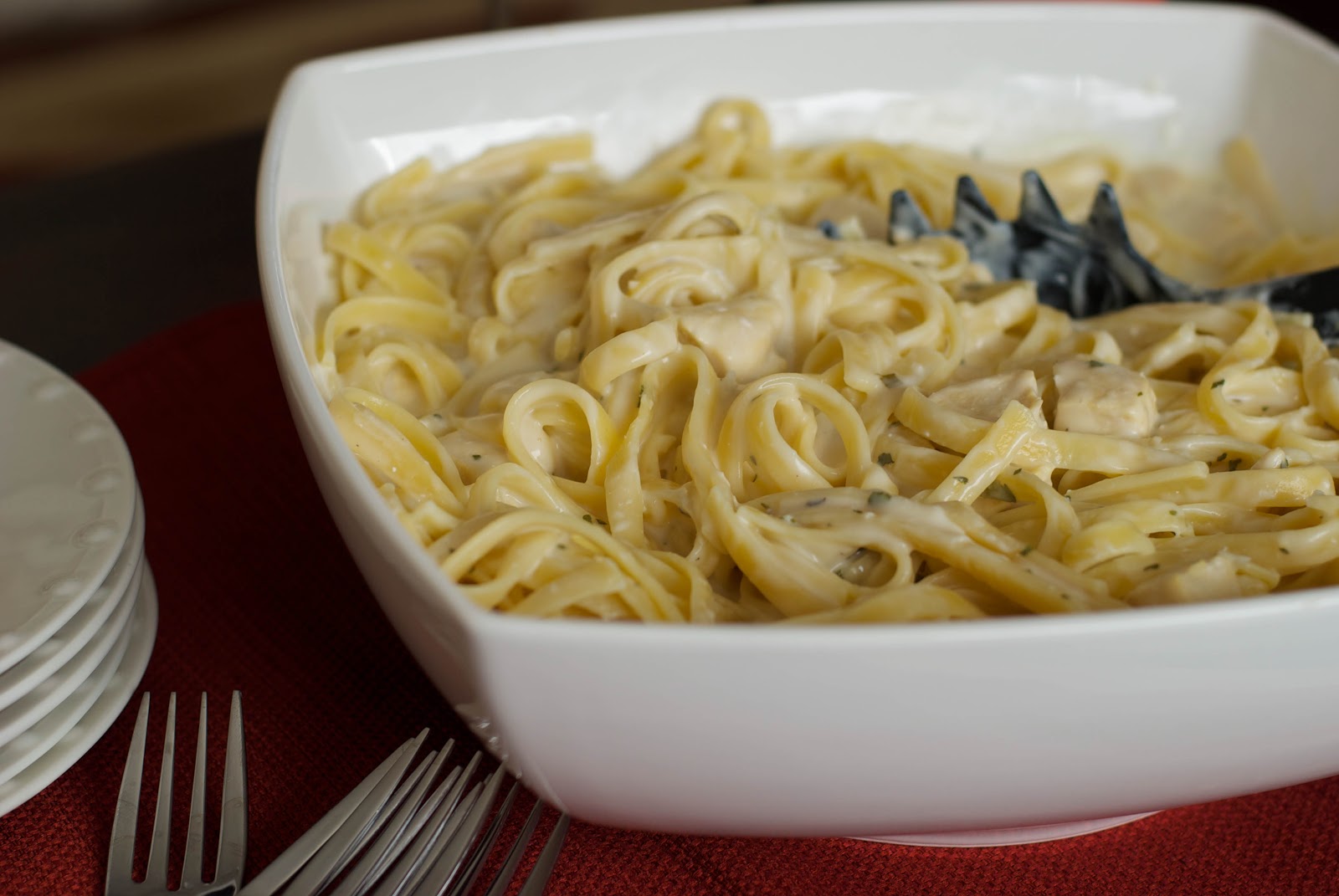 Carrie's Experimental Kitchen Low Fat Chicken Fettuccine Alfredo