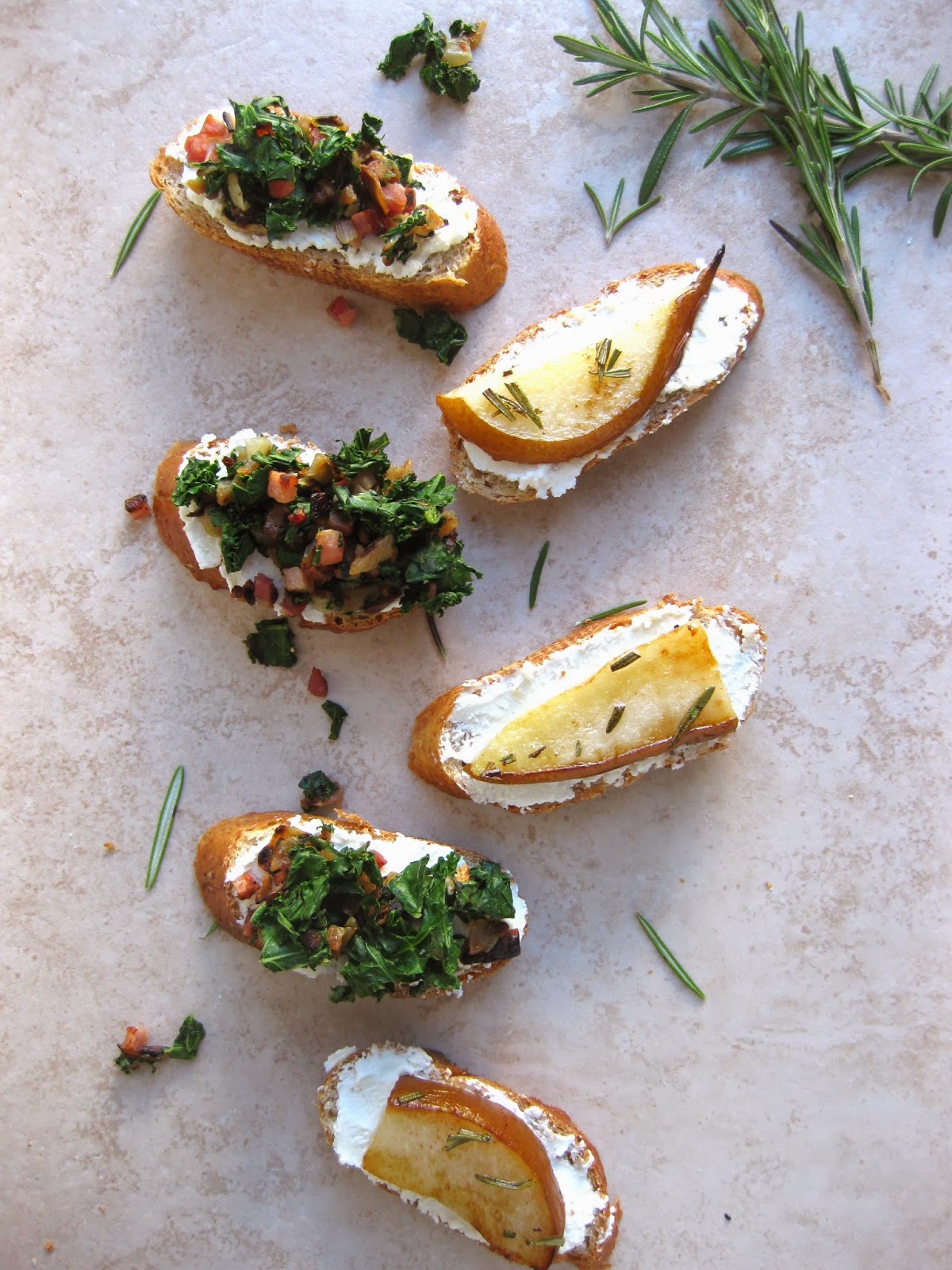 Stew or a Story Whipped Goat Cheese Crostini with Pancetta & Kale and