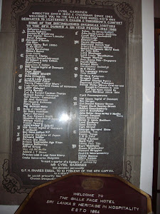 Chronological list of V.I.P's who stayed at "Galle Face Hotel"