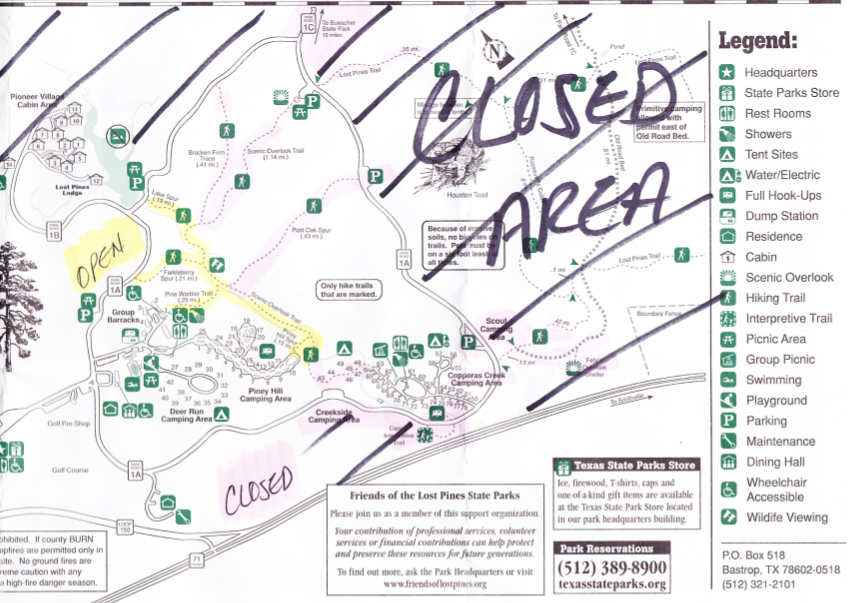 Bastrop State Park Map Austin.com Bastrop State Park - Charred But Not Closed