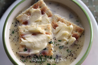 Cream of Mushroom Soup with Buttered Crackers