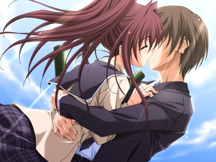 anime hug kiss