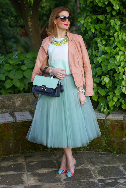 Outfits, tulle skirt, mint tulle skirt, Sodini bijoux, Rose a Pois, Fashion and Cookies, fashion blogger