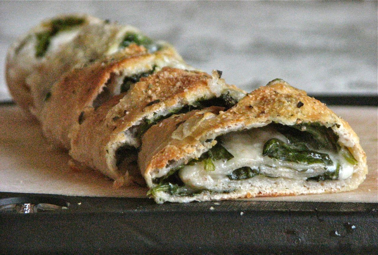 Delectably Mine Spinach and Mozzarella Stromboli
