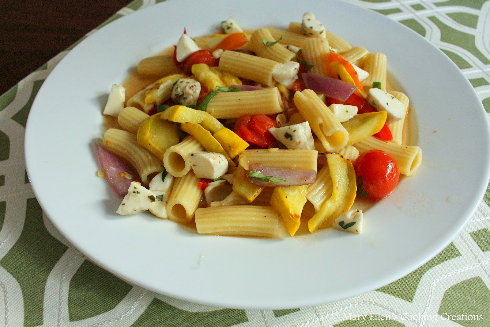 Mary Ellen's Cooking Creations Grilled Vegetable Pasta in a Garlic