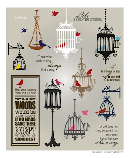 Image Vinyl decal birdcage decor