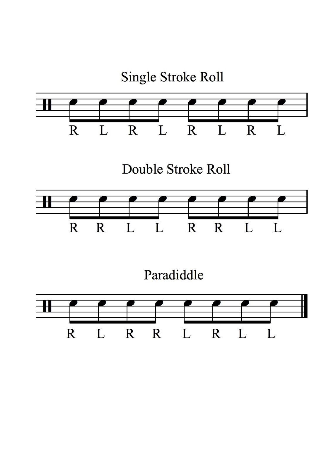 Single Stroke Roll, Double Stroke Roll, Paradiddle Academy Drums