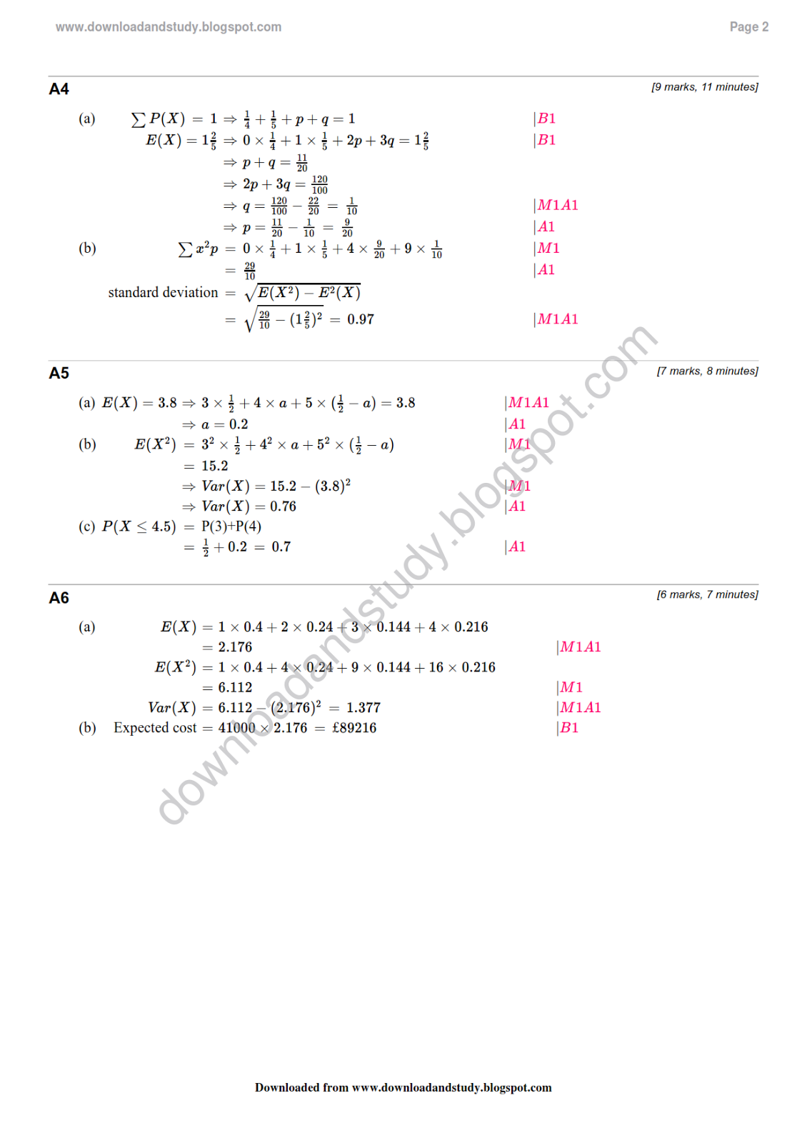 Download & Study: Solution to AS Statistics Probability Distribution
