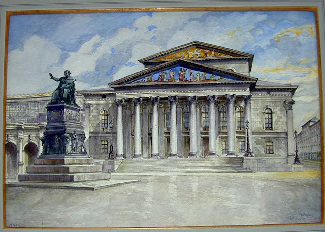 Pinturas realizadas por Adolf Hitler Munich+Opera+House+Hitler+pinturas+arte