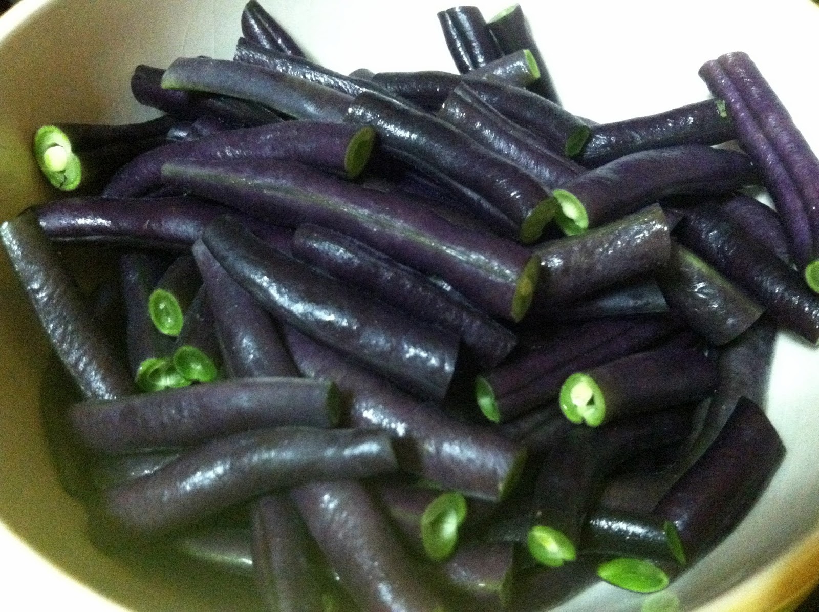 A Couple in the Kitchen Purple Green Beans with Black Garlic