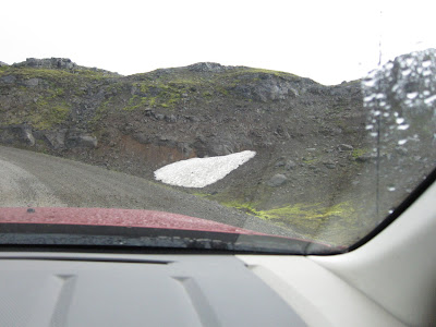 Snow over a mountainous pass, Iceland