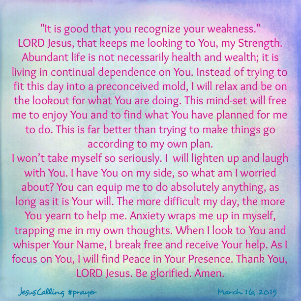 Bakers' Blessings Jesus Calling prayer March 16