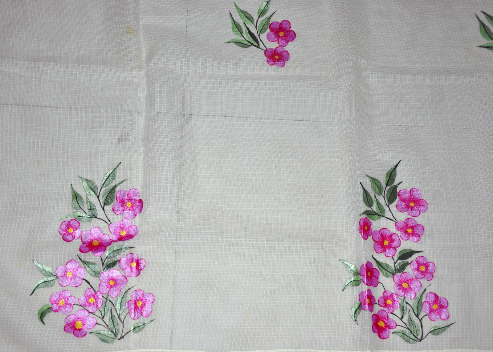 Indoors And Outdoors Fabric Painting On A Saree