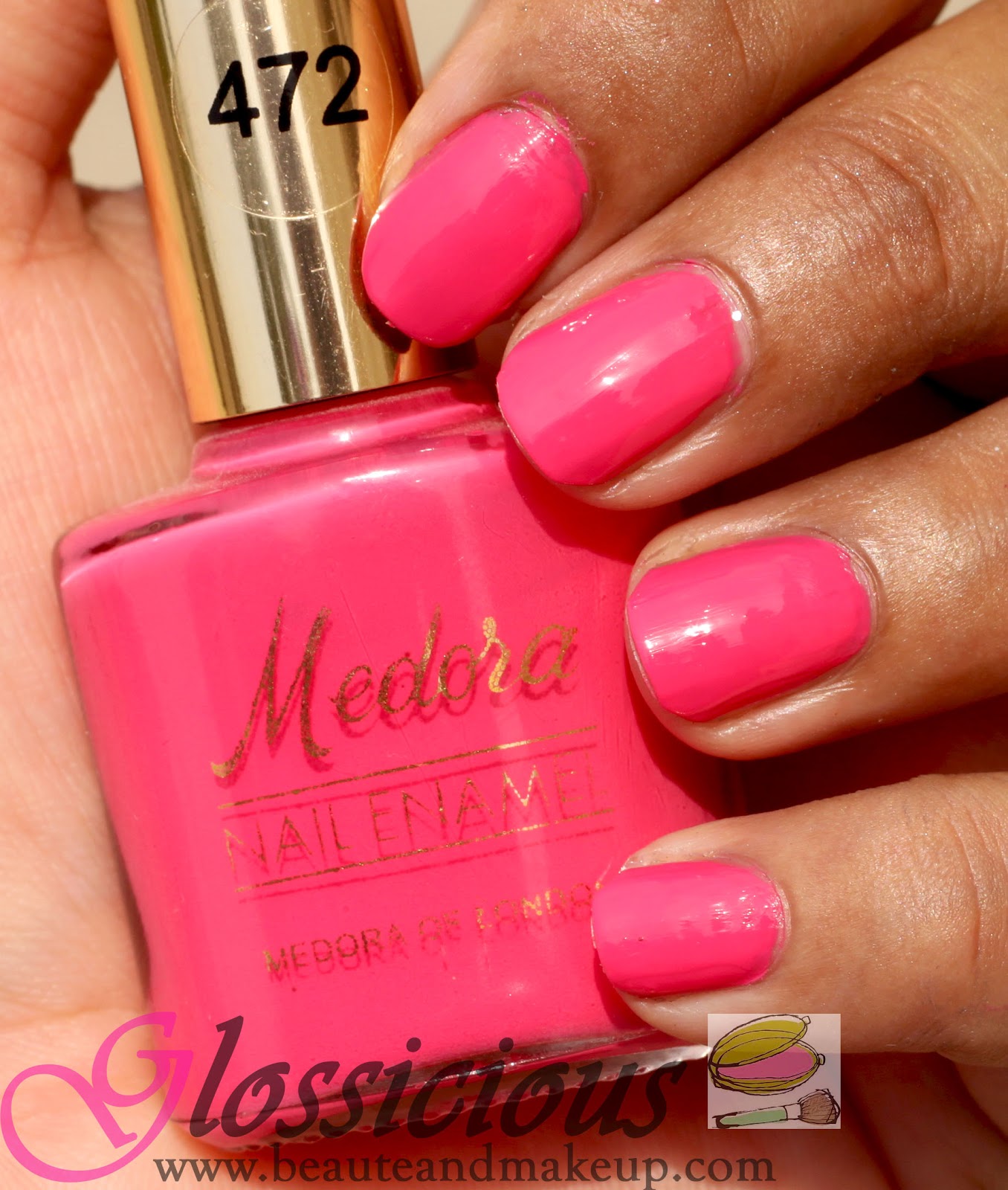 Medora nail polish bright pink in 472 NOTD Glossicious by Sarah