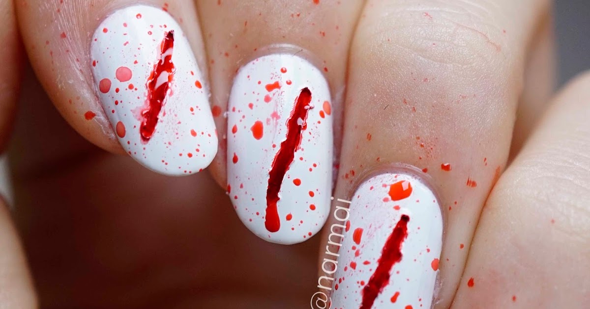 PiggieLuv Bloody scratches nail art for Halloween