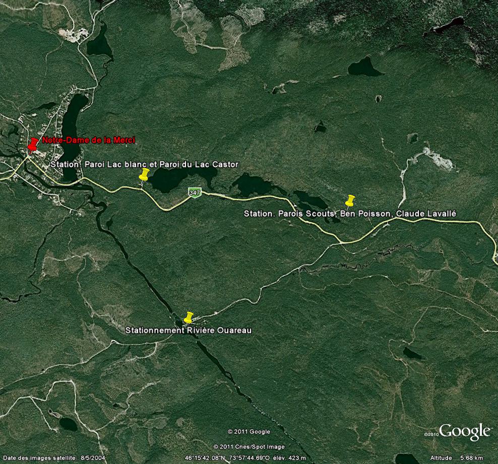 L'Escalade dans Lanaudière Carte