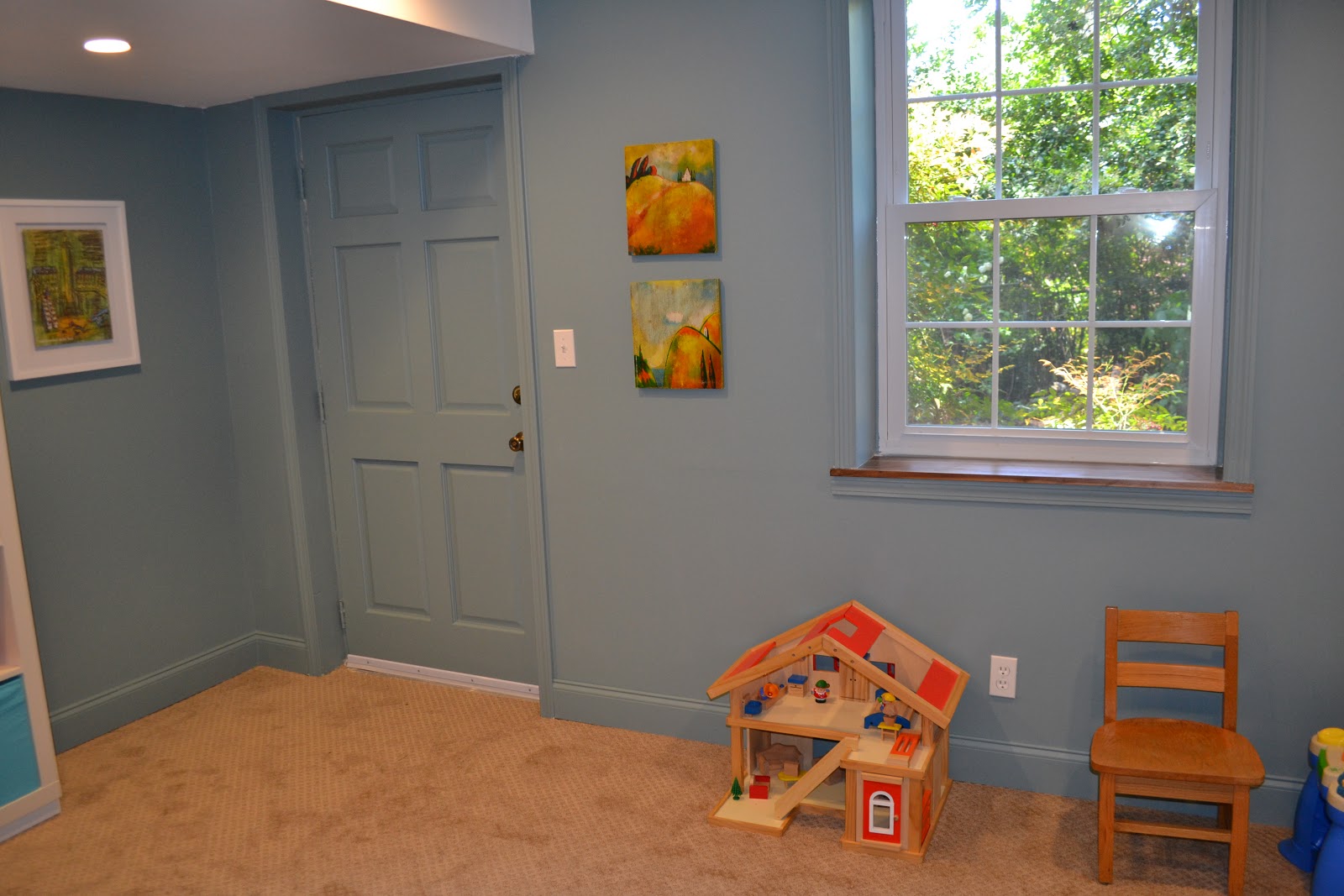 Yikes! Do not paint the door & trim the same color as the wall! Yuck